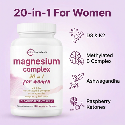 20-in-1 benefits: D3 and K2, methylated B complex, ashwagandha, raspberry ketones
